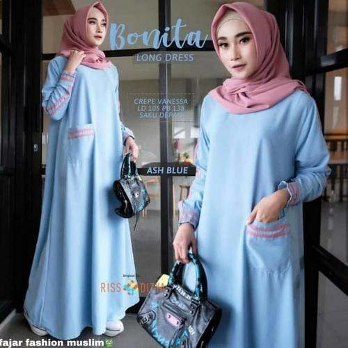 Foto Produk Baju Gamis Syari Muslim Terbaru Bonita Dress Maxi Murah & Berkualitas - Biru Muda, XL dari fajarmuslim