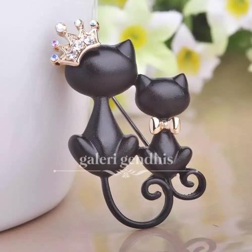 Foto Produk Bros Dada / Bahu Twin Kitty Black / Bros Cantik / Bros Unik dari Gendhis_23