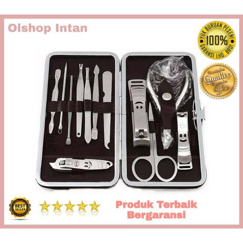 Gambar Nail Art Set Perlengkapan Manicure Pedicure - 12 PCS / Gunting Kuku - Hitam Polos dari Olshop Intan Jakarta Barat Tokopedia