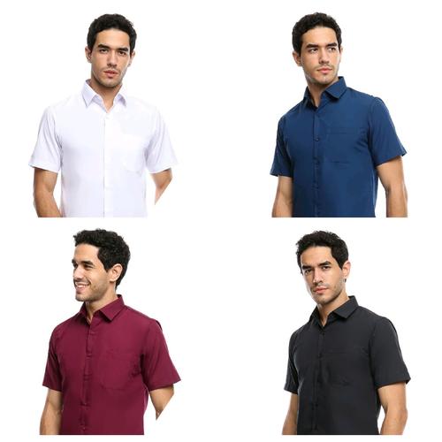 Foto Produk Kemeja Pria MF Maxfel Pendek Slimfit Murah Bagus Navy Hitam Putih - Hitam, XL dari Mega Hero Shirts