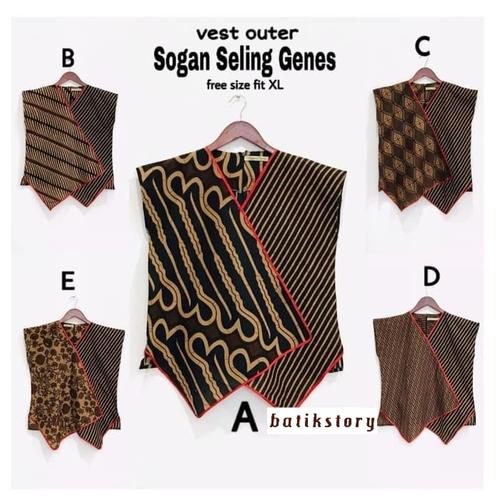 Gambar outer batik vest sogan seling genes dari batikstory Kota Surakarta Tokopedia