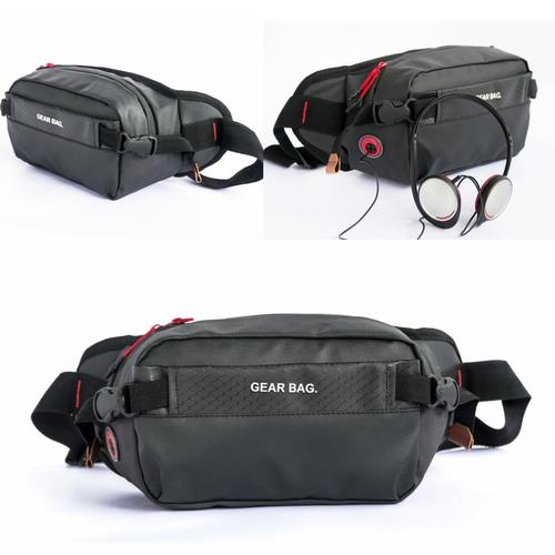 Foto Produk tas selempang waistbag waist bag semi kulit 2# - Hitam Lis Abu dari L Habib