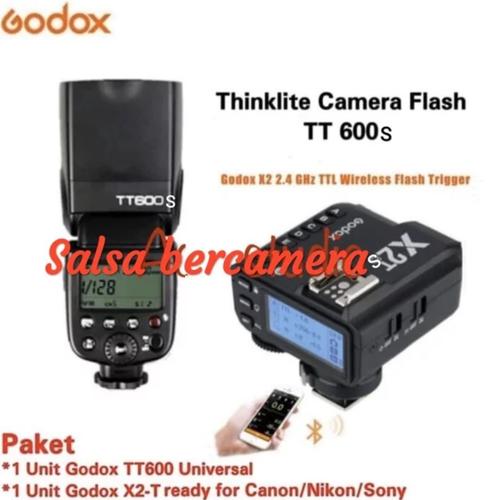 Foto Produk PAKET FLASH GODOX TT600 SONY HSS PLUS TRIGGER GODOX X2T TTL FOR SONY dari salsa bercamera