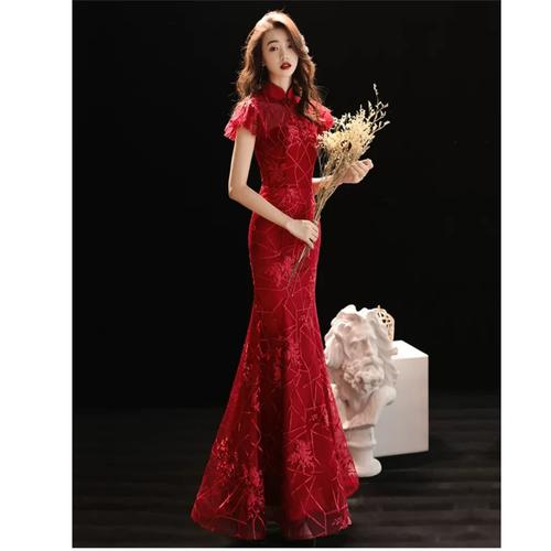maroon cheongsam