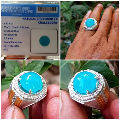 Foto Produk Natural chrysocolla chalcedony plus ring perak hongkong alpaka dari Sinar Permata Nusantara