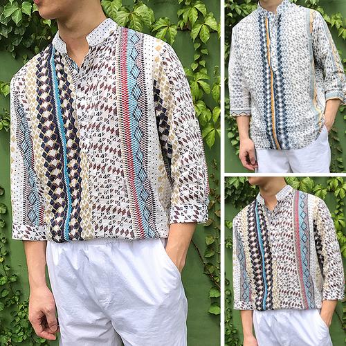 Men Floral Dashiki Style Causal Shirt 3 