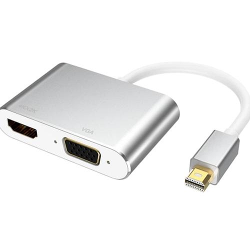 Foto Produk Kabel Converter Adaptor Thunderbolt Mini DP to HDMI/VGA 4K 2K - Putih dari Majek Ilak Tech Store