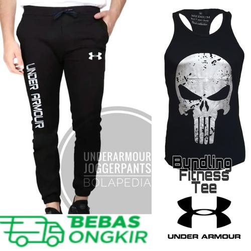Foto Produk PAKET Singlet Punisher + celana jogger trainin gym fitness underarmour dari Bolapedia