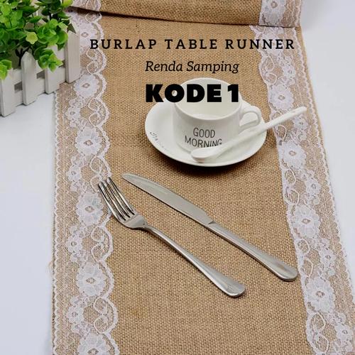 Foto Produk Taplak Meja Table Runner Burlap Lace Vintage Decor Kain Goni Import dari No.1 Bags ShopâÂÂ