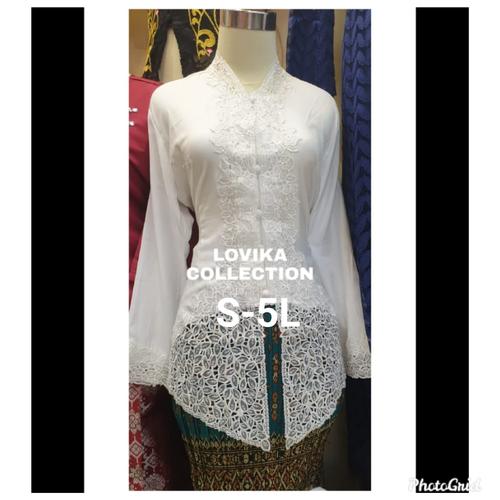 Foto Produk kebaya encim modern lengan panjang warna putih(size S-5L) - Putih, S dari Lovika_Collection