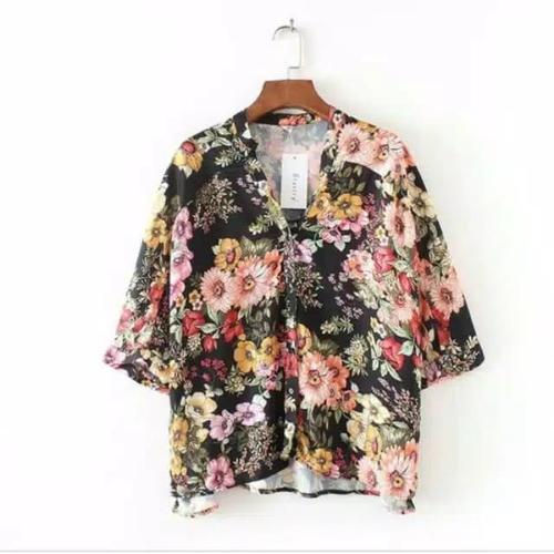 Jual STARIVY BLACK FLOWING FLORAL PRINT 