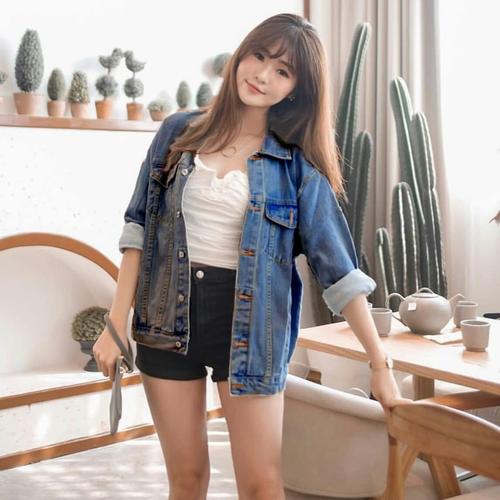 Jual jaket alexa jeans oversized good 