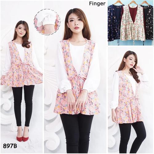 Jual Blouse Baju Atasan Lengan Panjang Kombinasi Motif Bunga Peplum Adem Cream Jakarta Utara Jakarta Fashion Shop Tokopedia