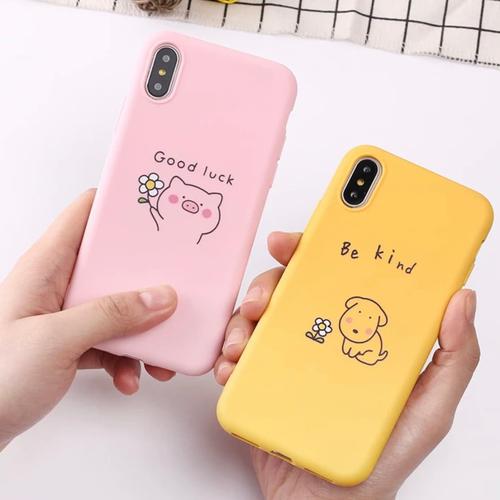 Foto Produk Pig Dog Iphone case 6 6S 6+ 6 plus 7 8 X XR XS MAX lucu cute soft doff - BE KIND KUNING dari Caseayangan ID