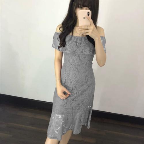 Jual PARTY DRESS BROKAT ABU / GREY GAUN 
