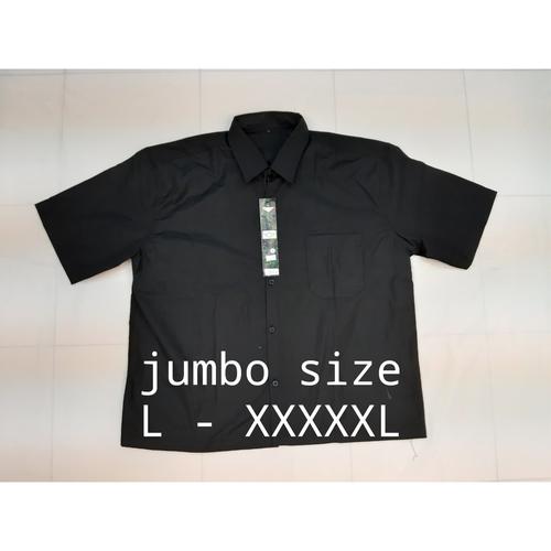 Gambar kemeja lengan pendek formal katun hitam jumbo size dari kimhugrosir Jakarta Utara Tokopedia