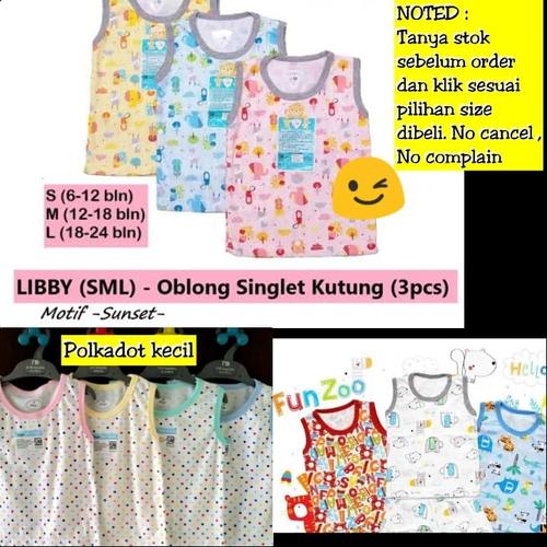 Foto Produk Baju Bayi Libby Kaos oblong singlet kutung buntung anak bayi motif SML - Size S, Polka 3w dari Luckiest Se7en Shop