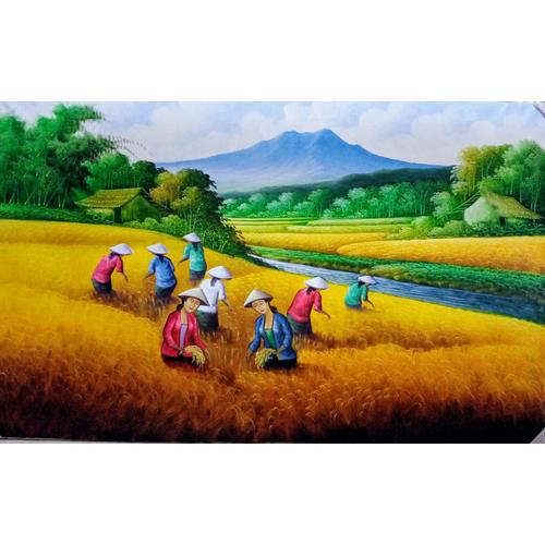 Jual Lukisan Panen Padi 135x85 Feng Shui Keberuntungan Kemakmuran Ke Kab Malang Bellashopeshop Tokopedia
