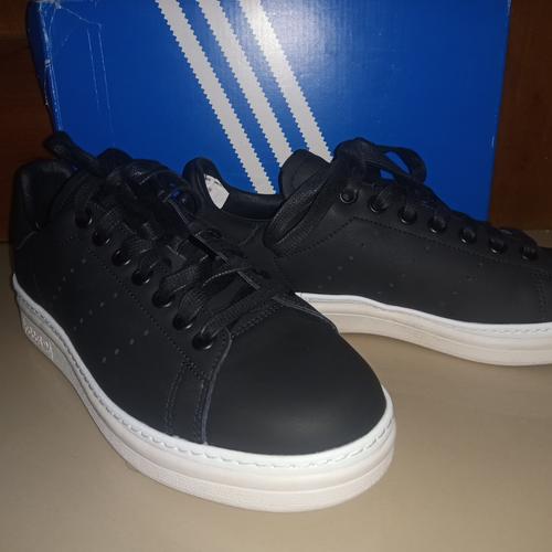 stan smith black leather trainers