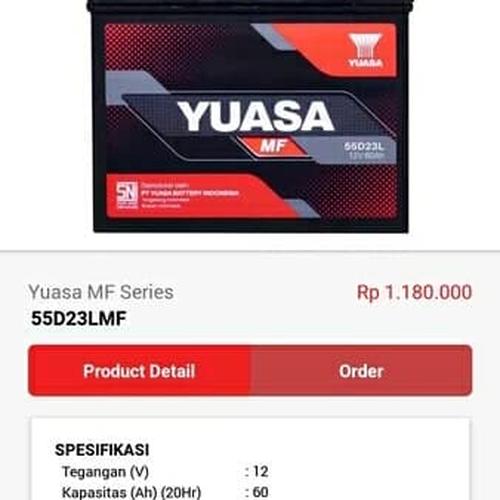 Foto Produk Aki accu 55d23L mazda 2 cx5 cx7 tanpa idle stop yuasa kering mf dari mobil part shop