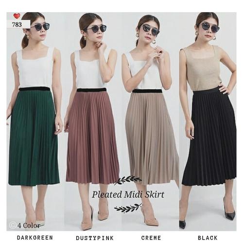 pleated midi skirt