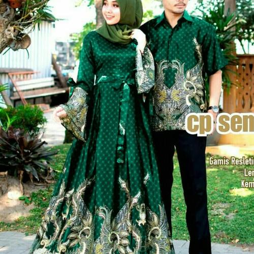 Foto Produk BAJU COUPLE BATIK PRIA DAN WANITA CP SEMI SUTRA PASANGAN - Hitam, M dari CUPU_STORE
