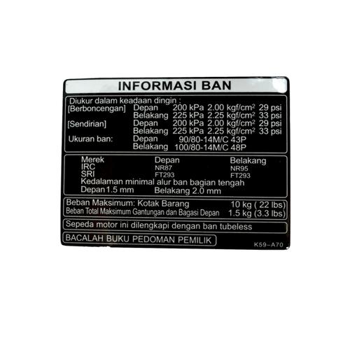 Gambar Label Tire - New Vario 150 eSP K59J 87505K59A70 dari Honda Cengkareng Kota Tangerang Tokopedia