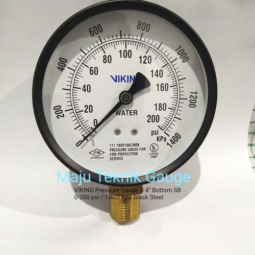 Jual VIKING Pressure Gauge D 4" Black Steel Bottom 0200 psi drat