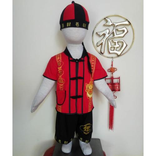 Foto Produk Setelan Imlek Cheongsam Baby Laki-Laki Bahan Kaos Bonus Topi dari Piyo Onlineshop