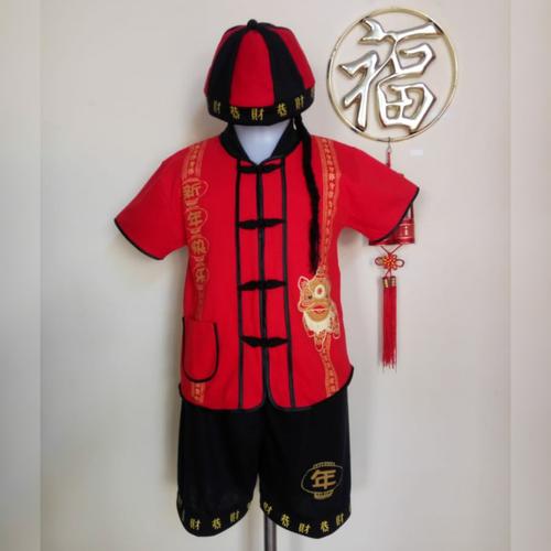 Foto Produk Setelan Anak Laki-Laki Cheongsam Imlek Kaos Termasuk Topi dari Piyo Onlineshop