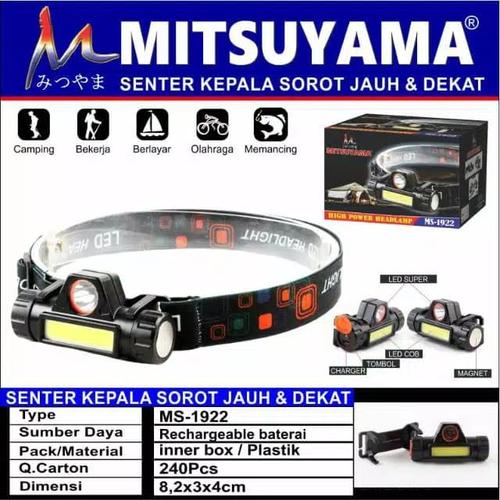 Foto Produk headlamp mitsuyama ms 1922 - senter kepala led COB recharge baterai dari dpeakoutdoor