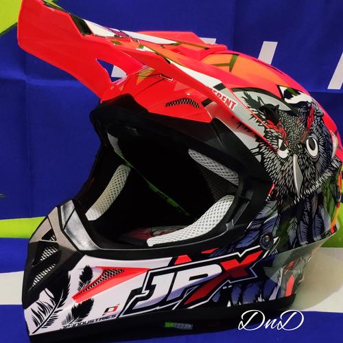 Foto Produk Helm Cross JPX - JPX Cross Fox1 X13 OwL Red fluo dari DnD Motocross