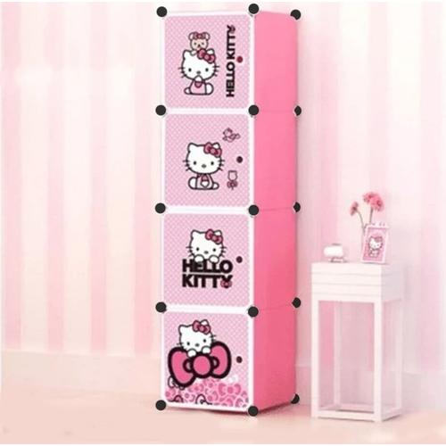 Foto Produk lemari pakaian plastik rak baju anak bayi rak buku tas 4 pintu - pink pintu HK dari SHOP AYU