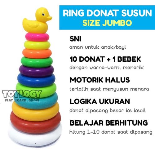Foto Produk Mainan Bayi Menara Ring Donat Susun Tower Bebek Round Stacking Duck 10 dari Toylogy