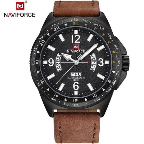 Foto Produk Naviforce Tali Kulit Tanggal Hari - Jam Tangan Pria - 9103 - Original - Black Brown dari Liga Arloji