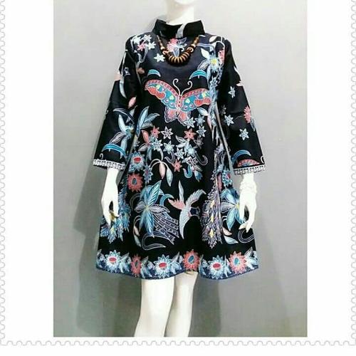 Foto Produk TUNIK MALIKA JUMBO BIG SIZE BAJU BATIK WANITA - Ungu, L dari NK BATIK