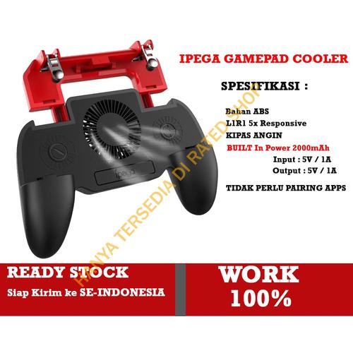 Foto Produk Gamepad PUBG IPEGA All In One Cooling Fan + L1R1 + Power 2000mAh dari Rated Shop