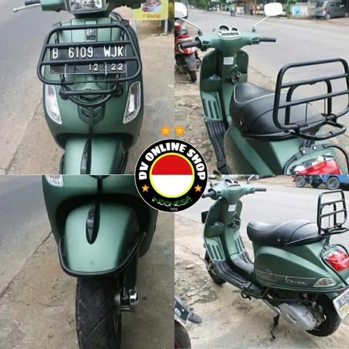 Foto Produk PAKET LENGKAP aksesoris vespa LX / S back rack crashbar front rack dll dari DV online Shop