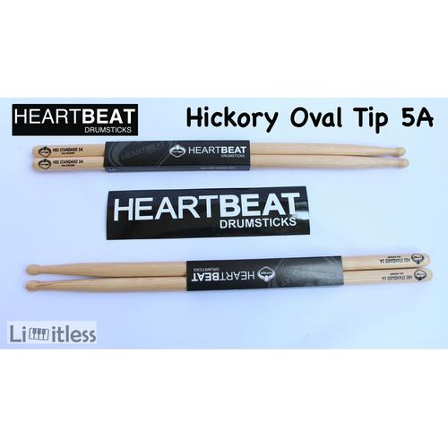 Foto Produk Stick Drum Stik Drum Heartbeat 5A Hickory Oval Tip dari Limit-less Store
