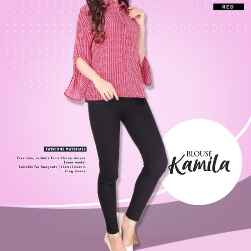 Foto Produk KAMILA HEM BAJU ATASAN KEMEJA BLOUSE WANITA LENGAN PANJANG - Merah dari FortKlass