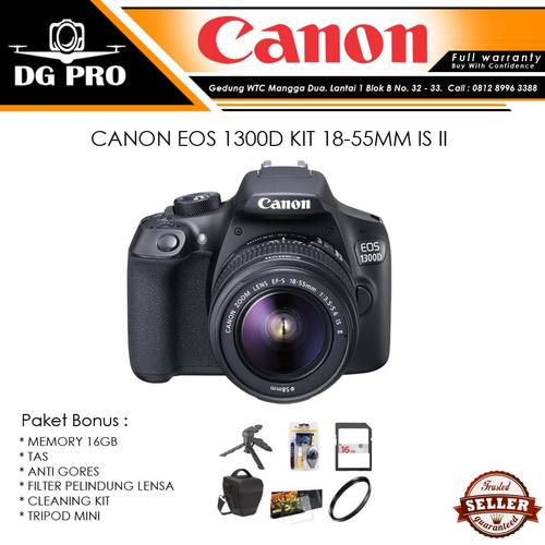 Foto Produk CANON EOS 1300D KIT 18-55MM IS II PAKET BONUS - CAMERA DSLR KIT IS 2 dari DG PRO