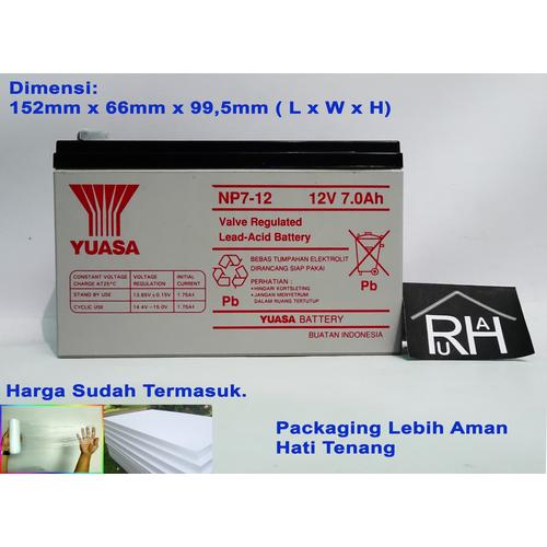 Foto Produk Baterai Aki Kering VRLA YUASA NP7-12 12v 7ah Garansi Resmi (Original) dari RUHA