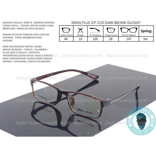 Jual Swiss Plus 217 Frame Kacamata Ringan Plastik Model Kecil - Kota ...
