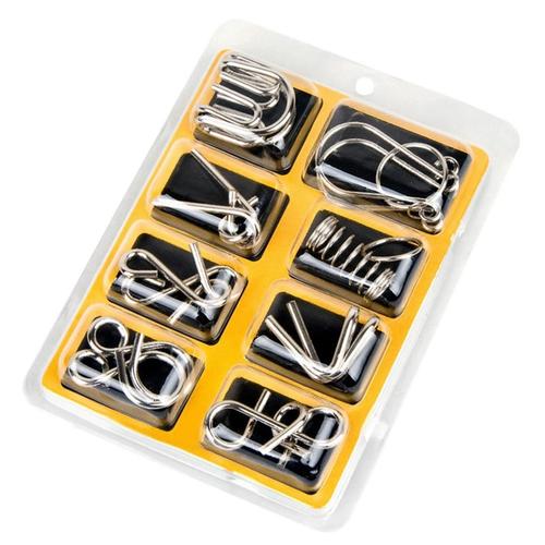 Foto Produk 8pcs Metal Puzzle Brain Teaser Mainan Logam Besi Asah Otak Kecerdasan dari Grandia Shop