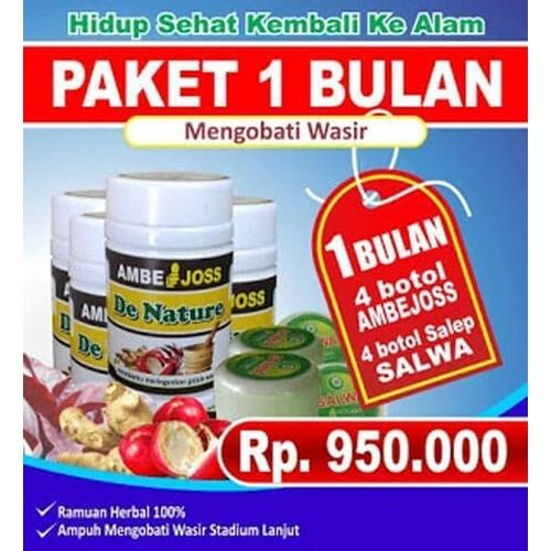 Foto Produk Obat Wasir / Ambeien / Ambeien Herbal Ambejoss Salwa Paket 1 Bulan dari Toko De Nature Ampuh