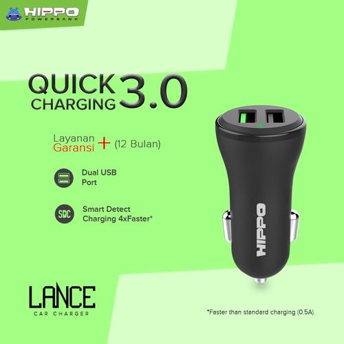 Foto Produk Hippo LANCE Car Charger Mobil Quick Fast Charging 3.0 SIMPLE PACK - Hitam dari Hippo Official Store