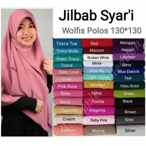 Foto Produk JILBAB SEGIEMPAT SYAR'I 130 x 130 WOLFIS POLOS, n n 1kg muat 5 pcs dari La VeMus Collection