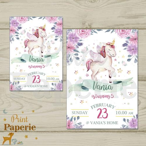 Foto Produk Kartu undangan ulang tahun - UNICORN 4 ( small size ) dari print paperie