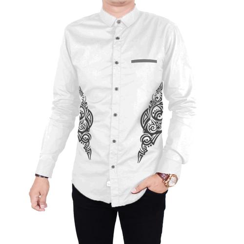 Foto Produk RISRUS FASHION HEM PUTRA KEMEJA PRIA LENGAN PANJANG BAJU COWO COWOK - Putih, M dari RisRus Apparel