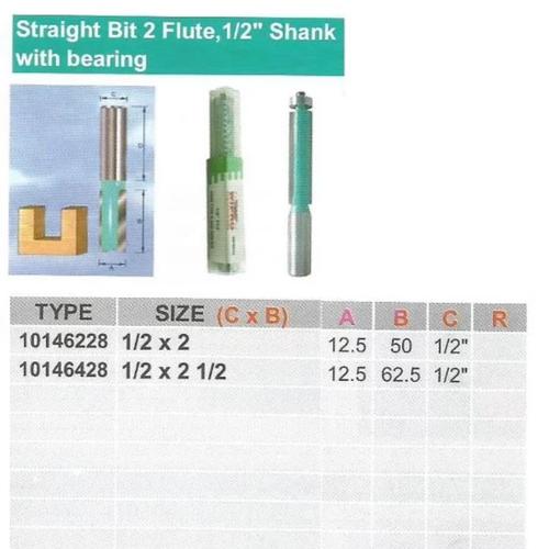 Jual Router Bit. Straight Bit 2 Flute with Bearing 1-2 x 2 1-2 - Wipro ...